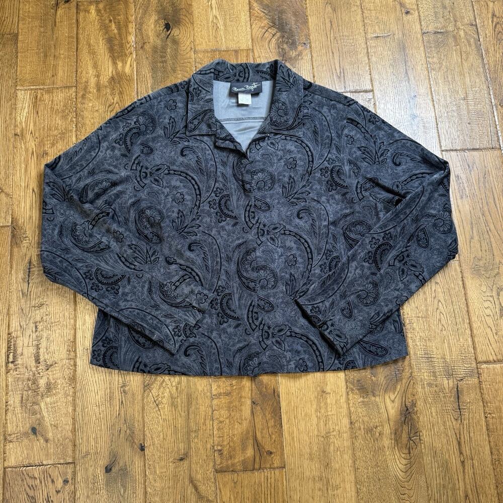 Bonnie Boynton Women's Suit Skirt Size L/XL Grey Black Paisley Print Vintage - Picture 7 of 14